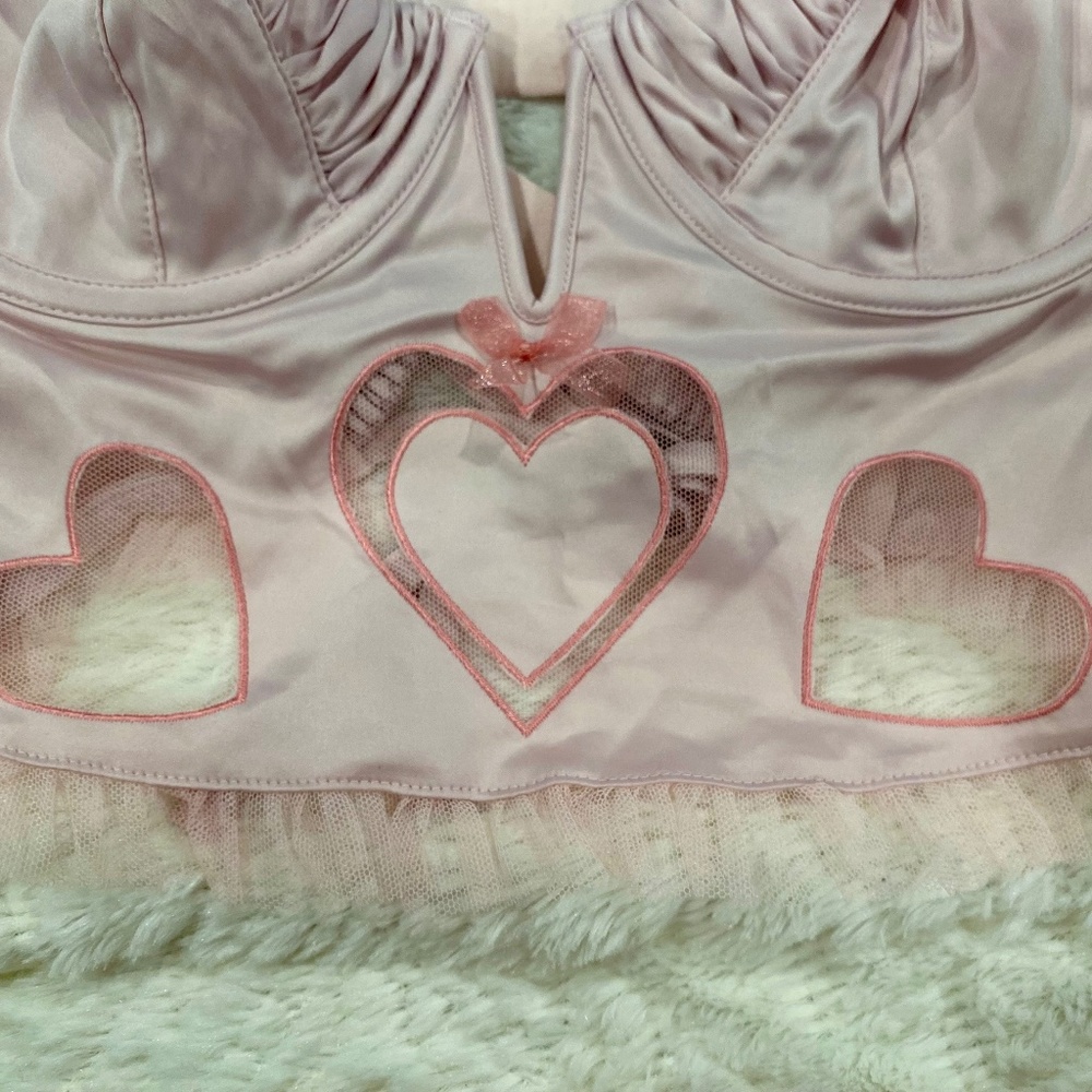 🚫SOLD🚫 NWT For Love & Lemons 🍋 Lavender/Pink Heart Bustier - Picture 2 of 10